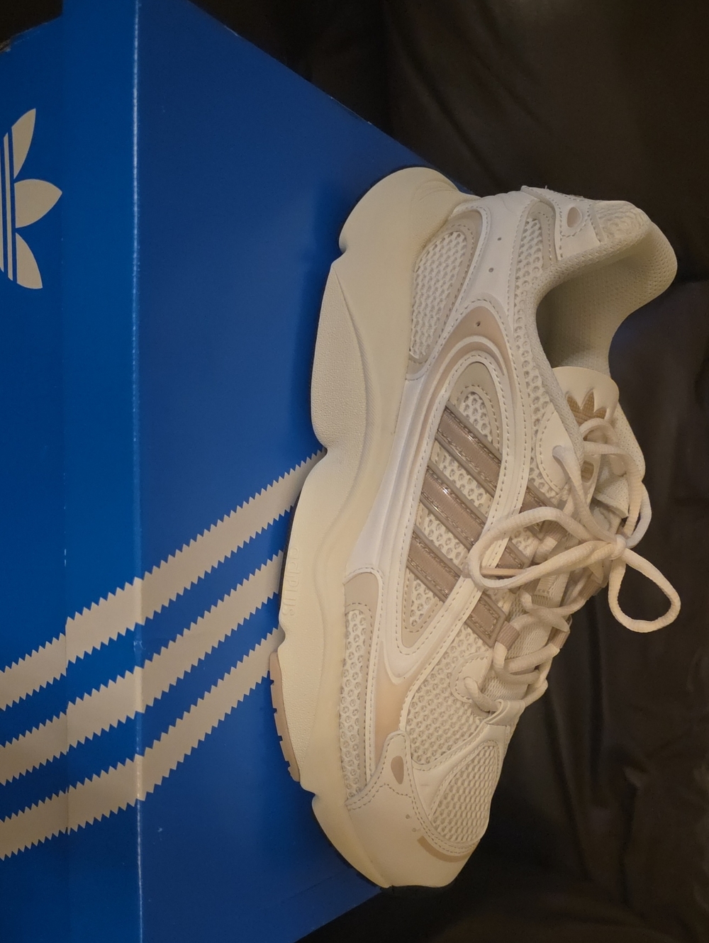 adidas Cream White Mesh Runner with Beige Accents